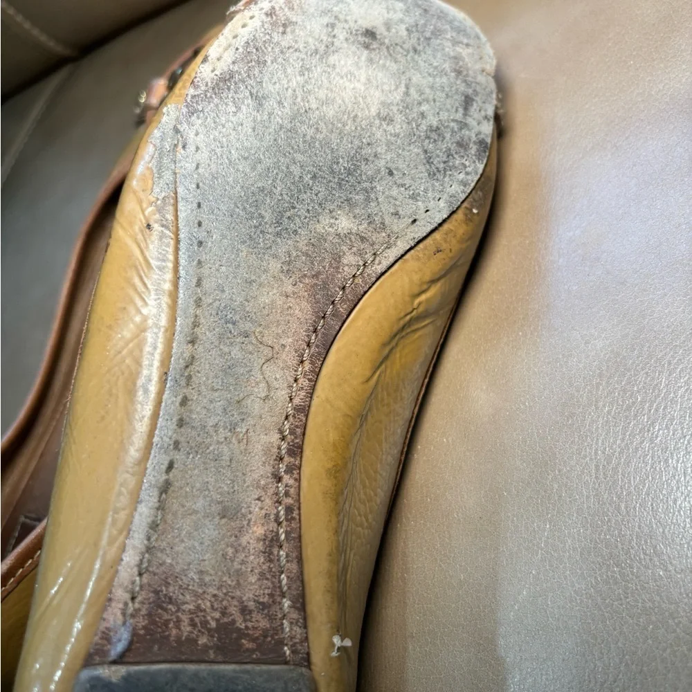 Tory Burch Tan and Gold Ballet Flats